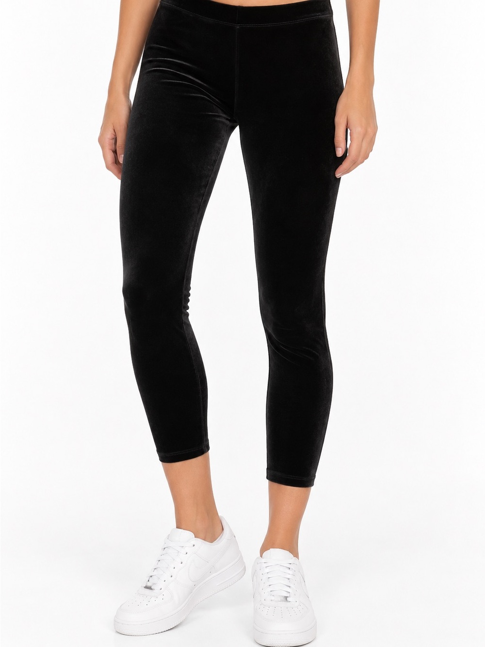 American Apparel Black Velvet Cropped Leggings